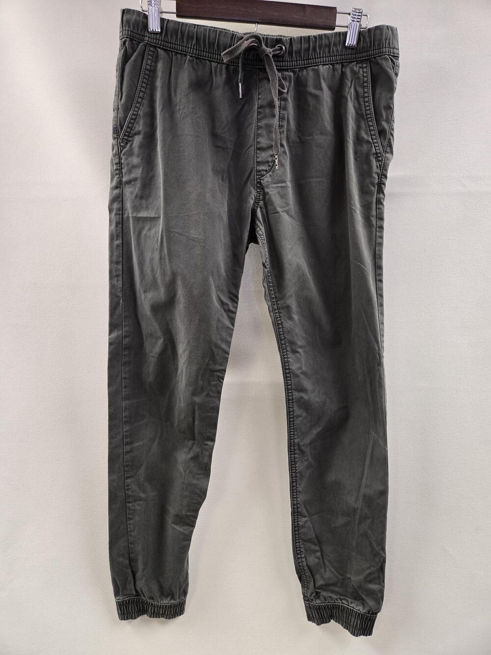 Express Pants Mens 30 Olive Green Jogger Chino Elastic Waist Cuffed Hem Casual
